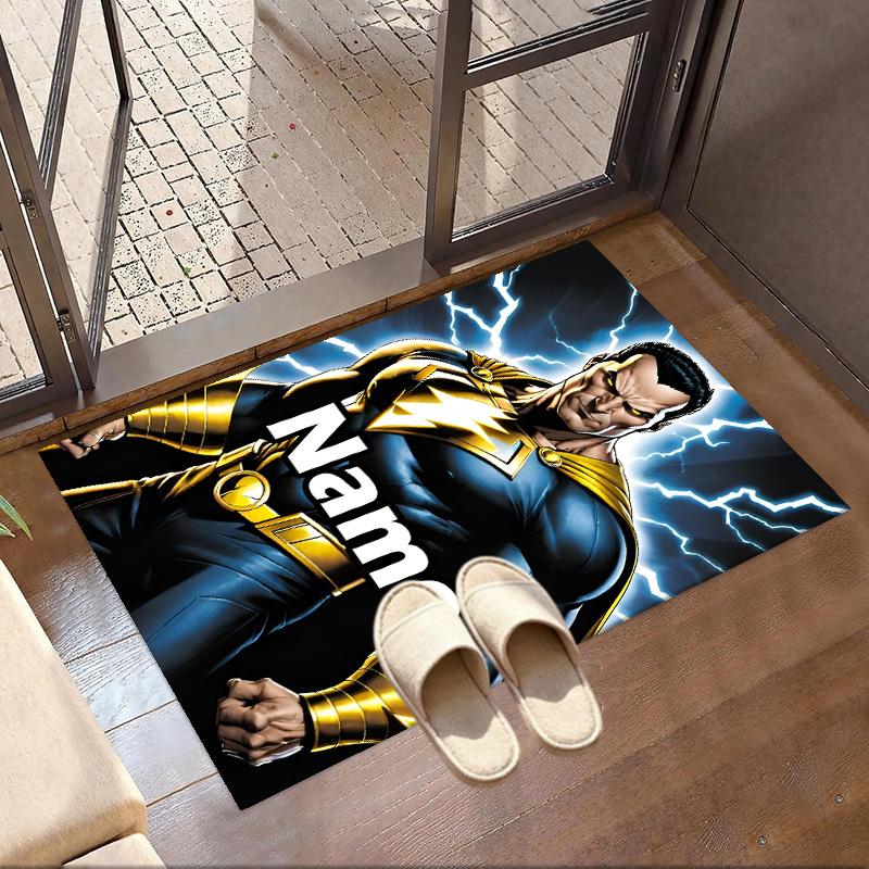 Custom Name Personalized Black Adam Print Carpet, Versatile Home Decor Rug, for Playroom, Apartment, Balcony, Entryway, Hallway Gift