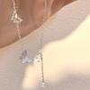 S925 Sterling Silver Diamond Butterfly Tassel Necklace Women's Cold Wind Fashionable Luxury Niche Collarbone Chain Accessories