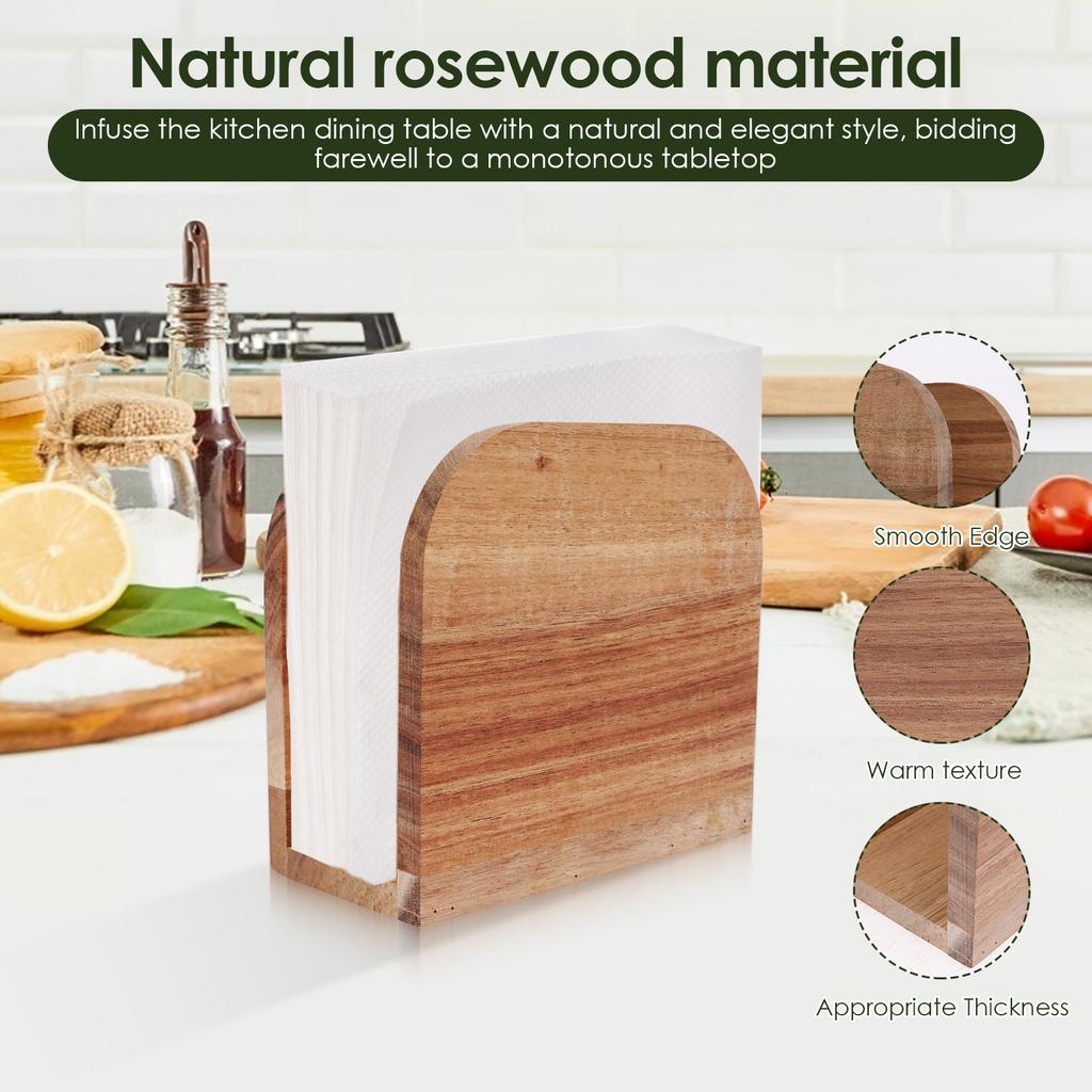 Wooden Upright Napkin Holder Decorative Vertical Paper Napkin Dispenser Ergonomic Standing Tissue Storage Dispenser for Dining