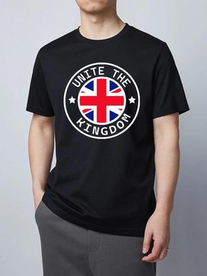 Unite The King T-shirt Union Jack UK Flag Patriotic Casual Top Men's Gift Tee