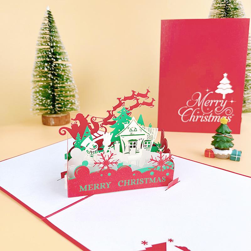 3D Christmas Tree Greeting Card for New Year - Festive Blessings for Friends