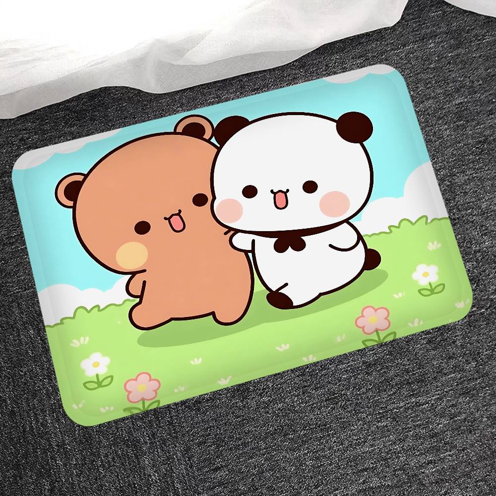 Bear Cartoon Kawaii D-Dudu B-Bubu Door Mat Washable Non-Slip Living Room Sofa Chairs Area Mat Kitchen Doormat Area Rug