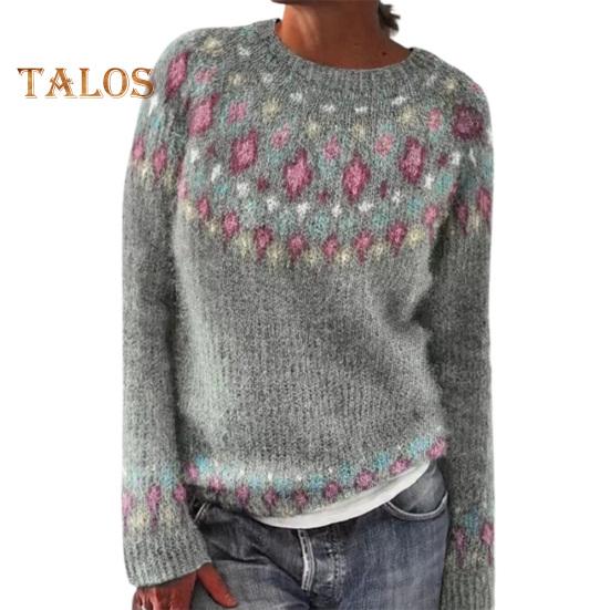 

Женский свитер с круглым вырезом, длинный рукав, пэчворк, цветной вязаный джемпер, свободный крой, повседневный трикотаж M светло-серый