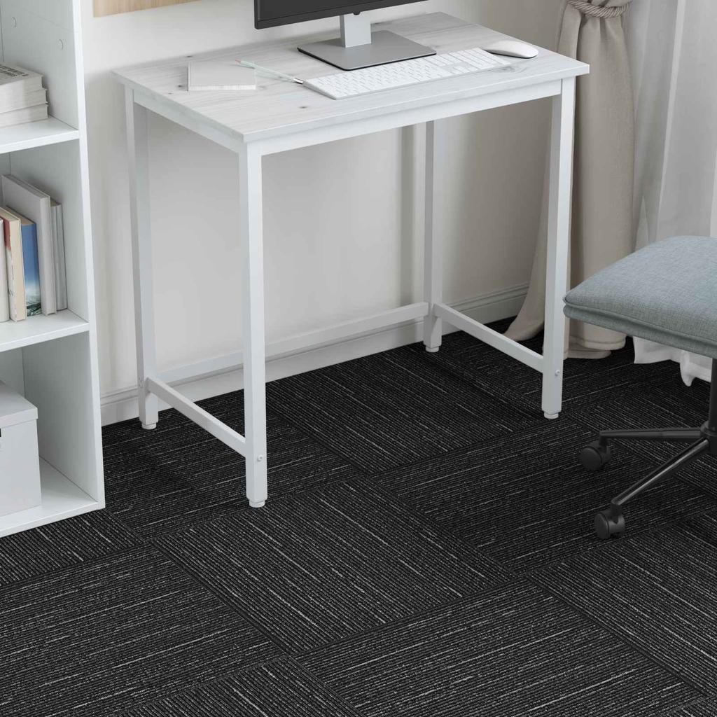 Striped Black Carpet Tile 50 x 50 cm 4 pcs PP and Bitumen