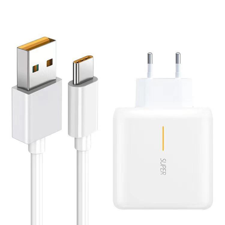 65W EU Standard Charger & Data Cable for Oppo Reno6, Reno5, and Reno4SE with Flash Charge Capability