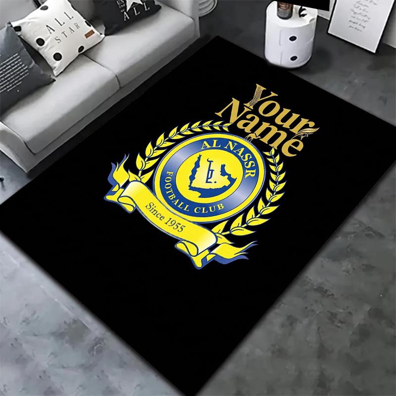 Al Nassr Crest Custom Name Carpet Rug For Living Room Bedroom Home Sofa Decoration Kids Play Nonslip Floor Mat