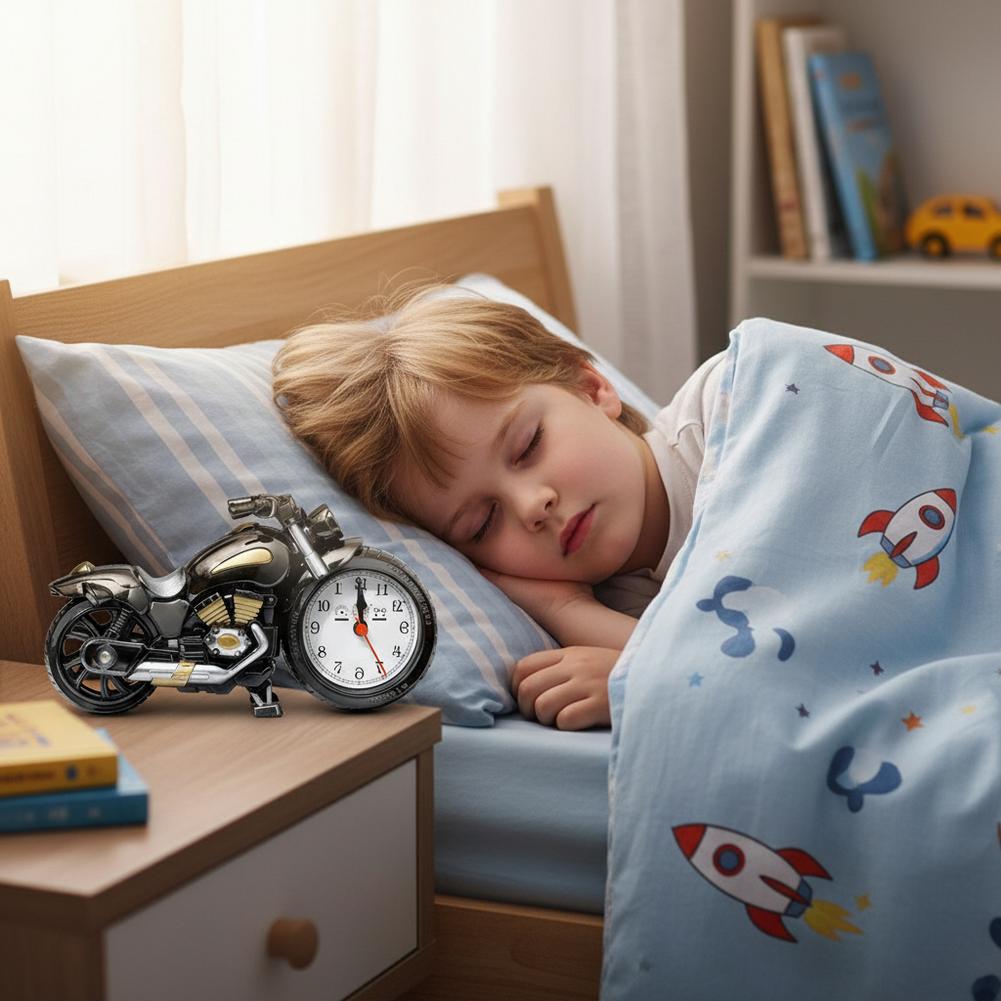 Retro Motorcycle Alarm Clock Portable Battery Power Desktop Alarm Clock Watch For Children Friends Gift Table Decor