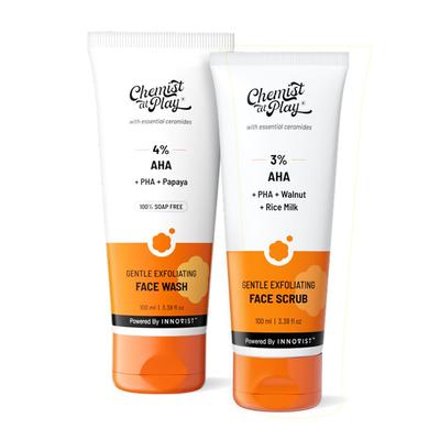 Chemist At Play Glow Getter Combo Mild Exfolierande Ansiktsrengöring 100 ml & Skrubb 100 ml För Strålande Hud