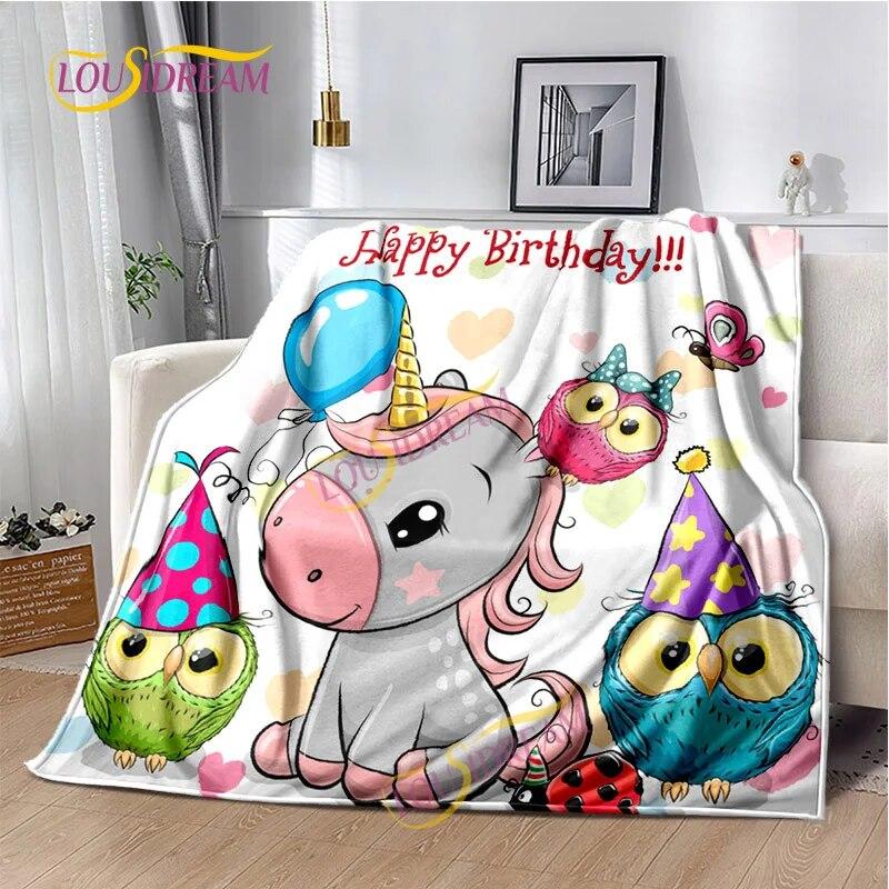 Einhorn-Cartoon, waschbare Decke, Nickerchendecke für Kinder, vier Jahreszeiten, Sofa, Bett, warme Decke, anpassbar, personalisiertes Geschenk.