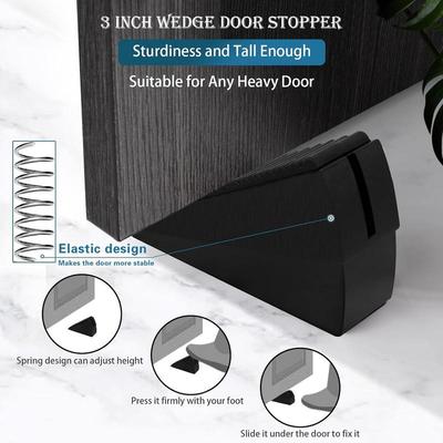 Heavy Duty Door Stopper Adjustable Spring Loaded Wedge for Bottom of Door Tall Non-Slip Bottom of Door Flexible Hardware
