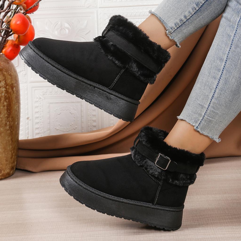 Fashion Women Single Boots Casual Comfort Warm Non-slip Snow Boots Women Winter New Outdoor Women Shoes Thick Soled Plush Mid-calf Boots