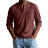 Men's Solid Color Distressed Button Collar Long Sleeve Tops Men's Casual Fashion Tops