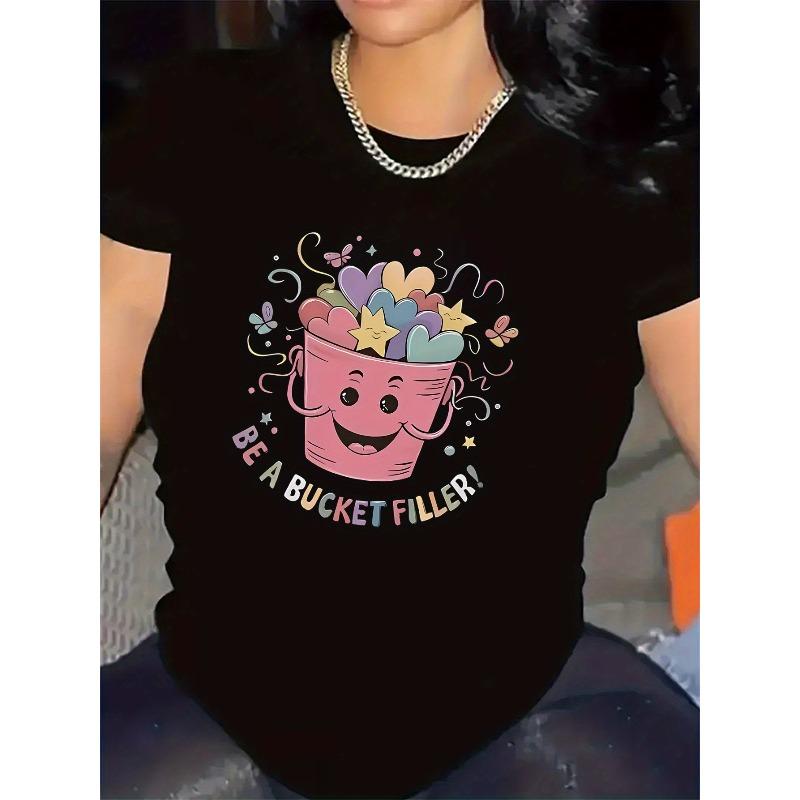 

T-Shirt With Colorful Bucket Design | Comfortable And Durable, Ideal For Casual Settings, Lightweight And Breathable, Perfect Gift For Friends 4XL чорний