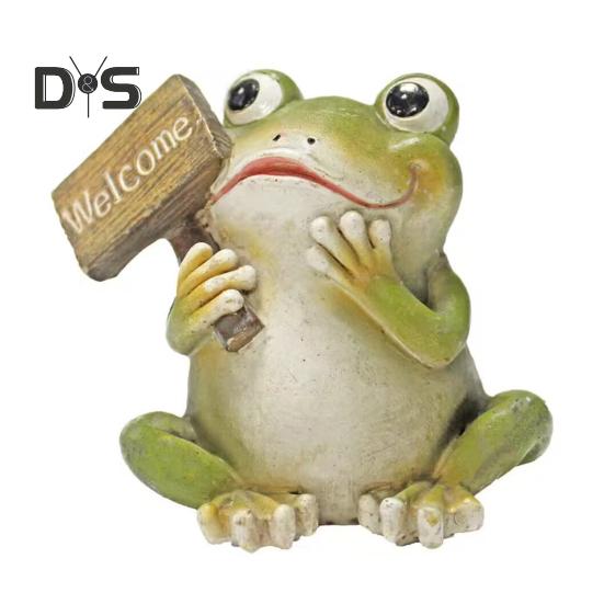 Cartoon Nebel Figurine Harz Willkommen Libelle Frosch Statue Skulptur Home Office Desktop Indoor Outdoor Garten Dekoration Ornament