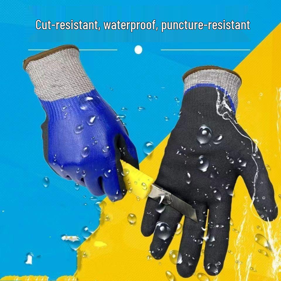 Oil-Resistant Waterproof Cut-Resistant Acid & Alkali Resistant Double-Dipped Nitrile Labor Protection Gloves