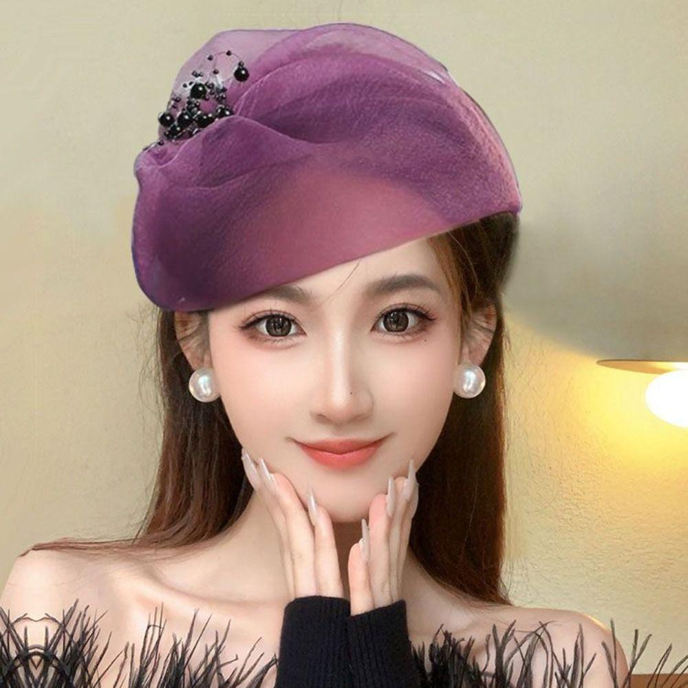 Französischer Stil Garn Halbhut Stirnband Netzmütze Form Haarband Vintage Netz Haarreif Mädchen