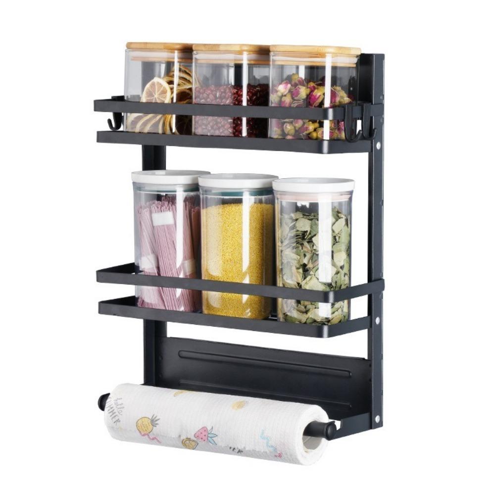 Wall Mounted Refrigerator Magnetic Shelf Folding Space Saving Seasoning Storage Organizer Large Capacity Spice Storage Rack