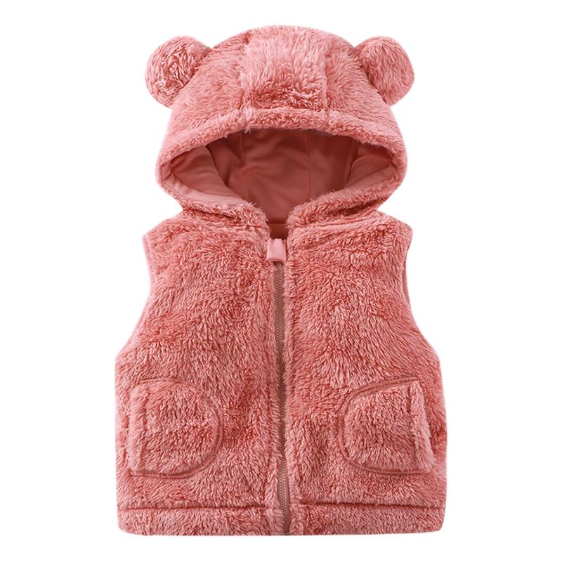 

1-4 года Детский теплый плюшевый жилет Зимний жилет с капюшоном 80