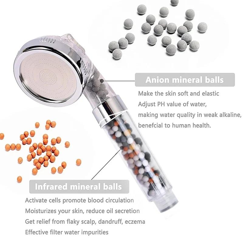 Functions High Pressure SPA Shower Head Water Saving Handheld Rainfall Bathroom Accessory Anion Filter Shower for Bathroom Decor