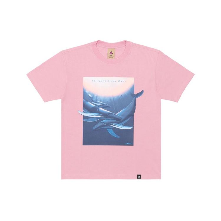 Men s Nike ACG Wyland Funny Printing Sports Loose Round Neck Short Sleeve Pink T-Shirt DC5359-698 L