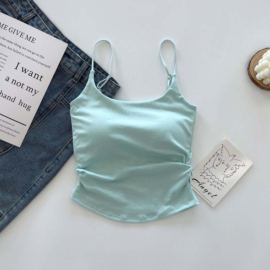Stilvolles süß-würziges plissiertes Camisole-Westchen mit integrierten Cups für Damen - Vielseitige Innen- & Außenbekleidung mit elegantem Rückendesign