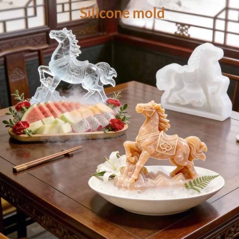 3D Silikonform Pferd Tapfere Truppen Fisch DIY Eisskulptur Fondant Süßigkeiten Schokolade Form Gips Harz Formen Kuchen Dekorationswerkzeuge