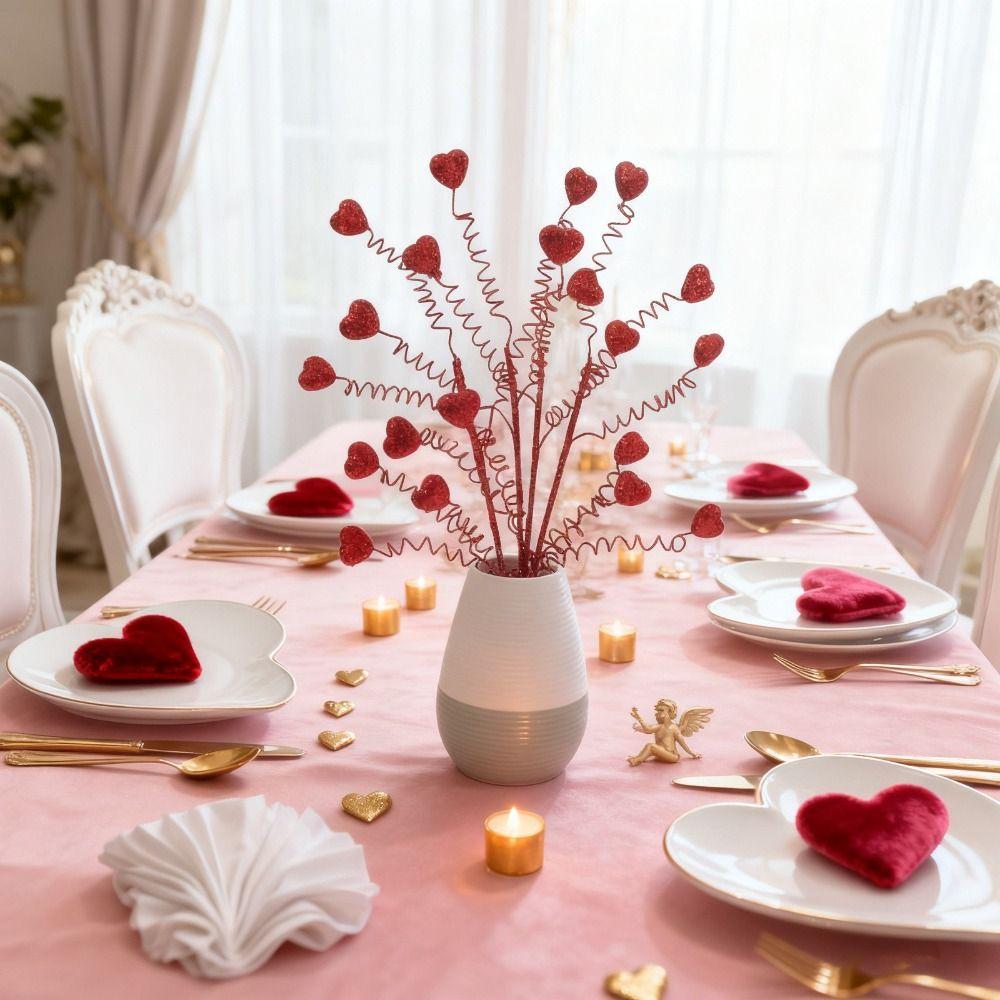 Red Heart Berry Valentine's Day Decoration Resin Handicraft Creative Exquisite Heart Berries Picks Artificial Twig