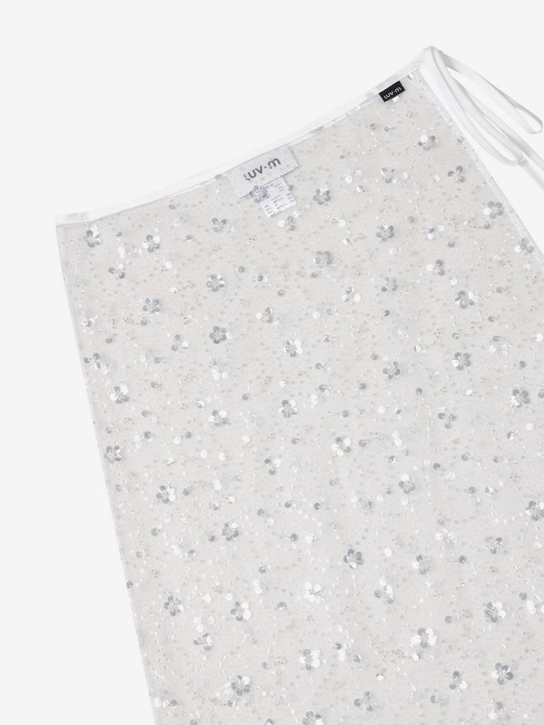 Luvm Starry Layerd Wlap Ribbon Skirts_White
