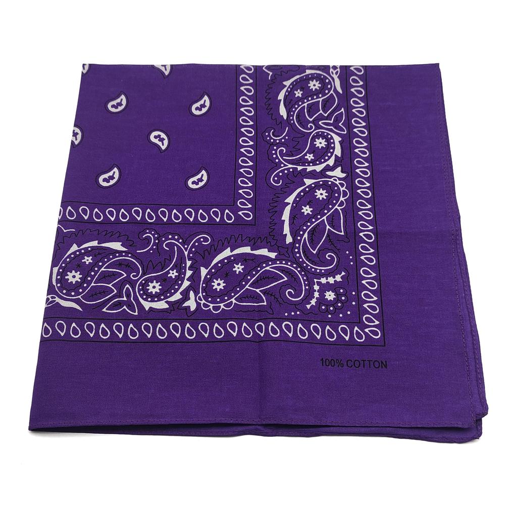 Trifong Bandana Purple Paisley Cotton 100% Large 55cm x 55cm