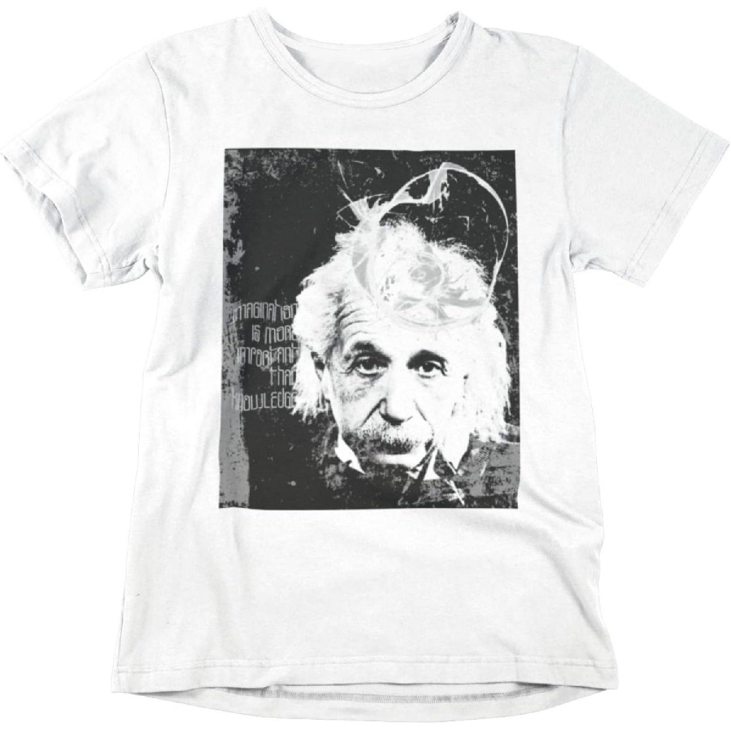 IIE, Einstein Quote Imagination is More Important Than Knowledge, Men s Lad s Boy s T-Shirt, , White, L-XL S белый