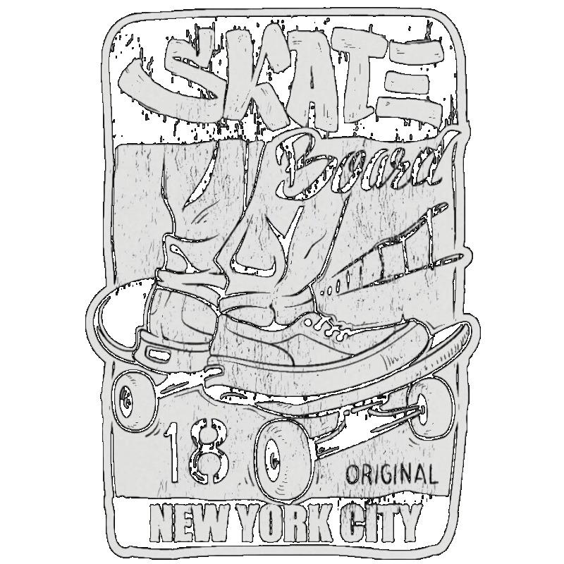 Skateboard T Shirt Black Skateboard Design with New York City Text and 180 Original Print for Streetwear Casual Wear