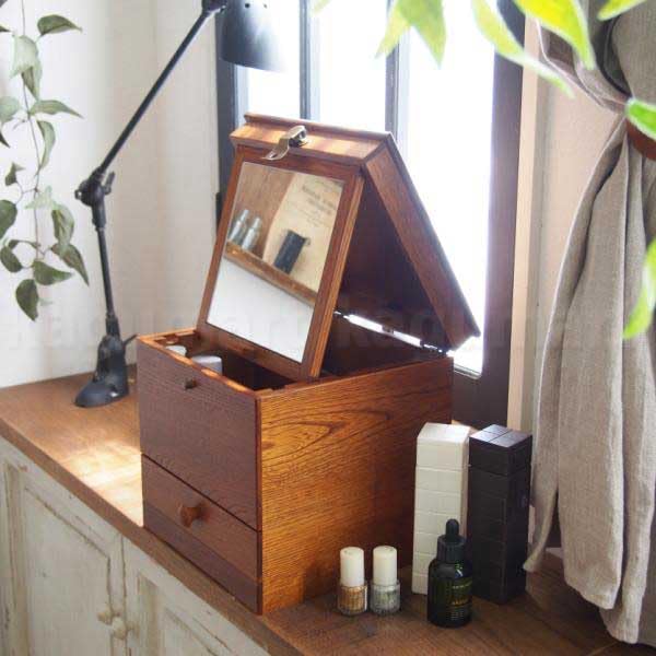 Cosmetic box cosmetic case makeup box makeup storage makeup box wooden cosmetic storage stylish cute mirror celebration gift present gift