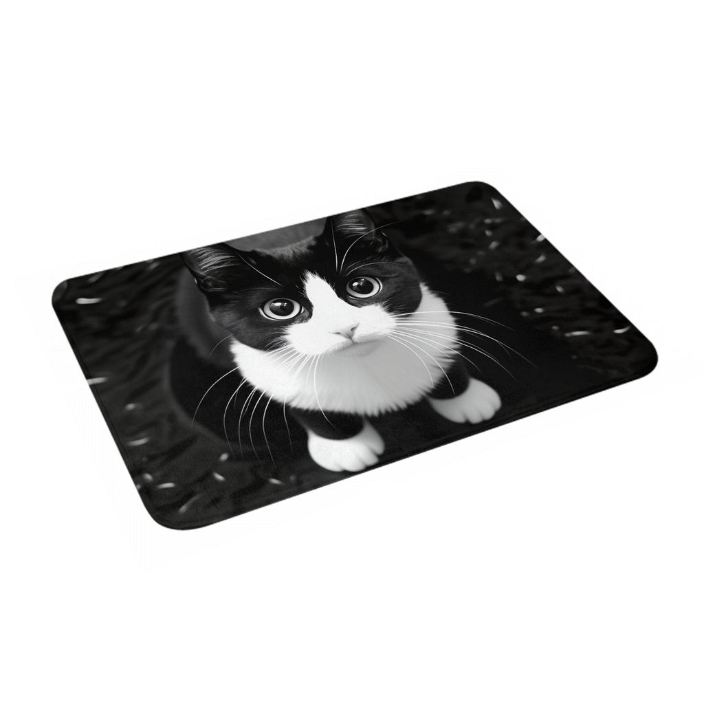 Süße Schwarz-Weiß-Katze Willkommen Boden Tür Bad Küchenmatten Anti-Rutsch Außen Fußmatte Garage Eingang Teppich Fußmatte