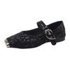 Fashion Studded One Strap Low Heel Shoes New Square Toe Shallow Mouth Leopard Suede Single for Autumn
