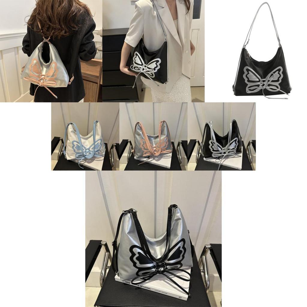 Fashionable Metallic Butterfly Womens Backpack 2024 New Versatile Shoulder Bag