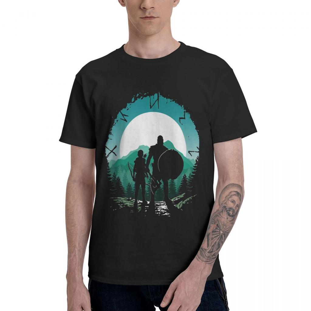 Kratos And Son T-shirt Pure Cotton Round Neck Short Sleeve Funny High Quality Printed European