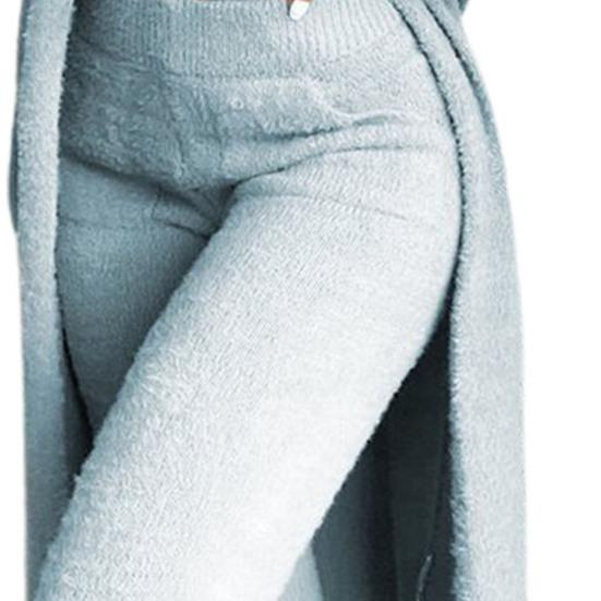 1 Set Damen-Outfit, U-Ausschnitt, bauchfreies Top, lange Ärmel, vorne offen, Mantel und Hose, Outfit für den Alltag