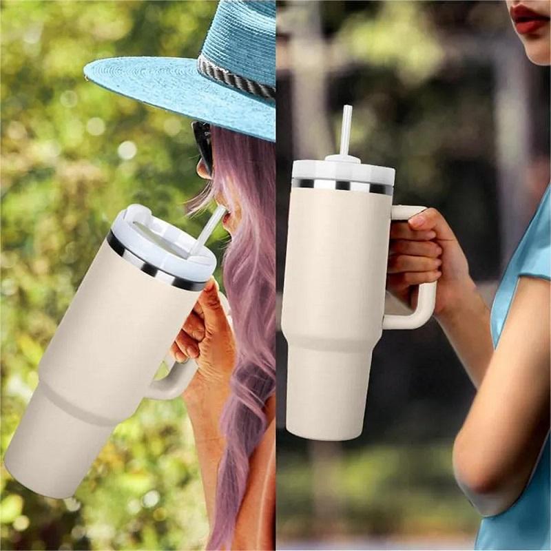 New Hot 40oz Insulated Tumbler Acuum Cup 2.0 Thermal Mug for with Handle Straw Stainless Steel Hot and Cold Coffee Drinking