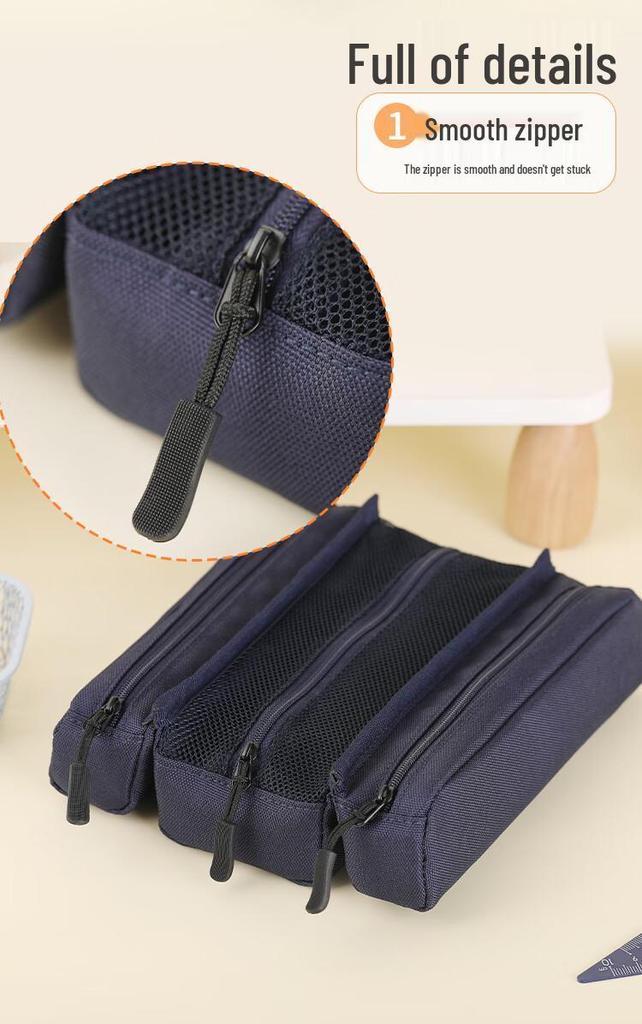 KOKUYO Campus Large-Capacity Tri-Compartment Canvas Pencil Case