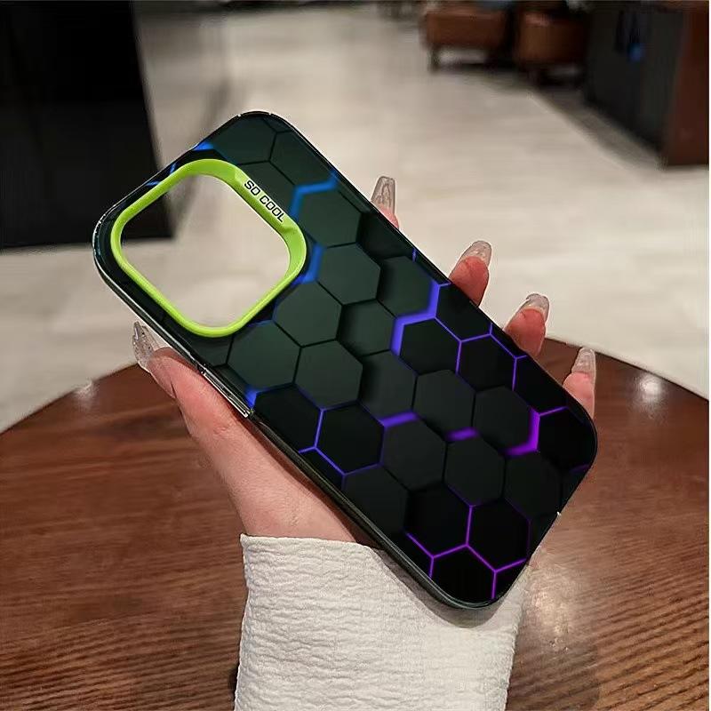 The new honeycomb square is suitable for Apple 16 simple 15plus matte iPhone17 trend 13 advanced 14 anti-drop