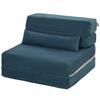 Folding Sofa Bed, 3-in-1, Convertible 1-Seater Chaise Lounge, Corduroy, Side Pockets, Pillow, Blue