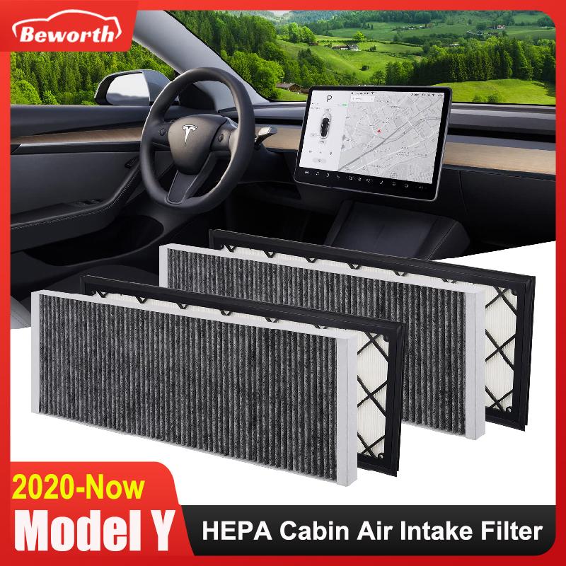 4PCS Cabin Air Filter HEPA for Tesla Model Y Juniper 2020-2026 Air Intake Filter Replacement with Activated Carbon Accessories