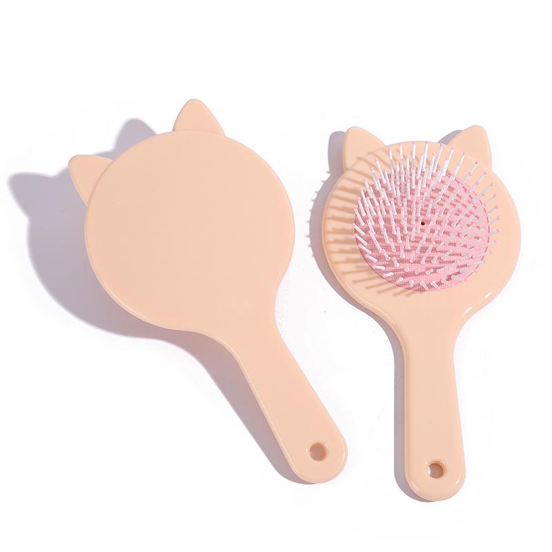 Women's Black Cat Ear Cushion Massage Comb – Portable, Smooths Hair