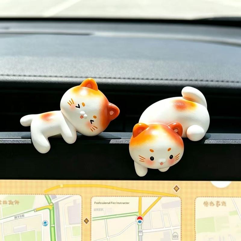 Cute Cat Figurine Mini Kitten Ornament Cartoon Animal Desktop Decor For Computer Monitor Edge Office Home Display Gifts