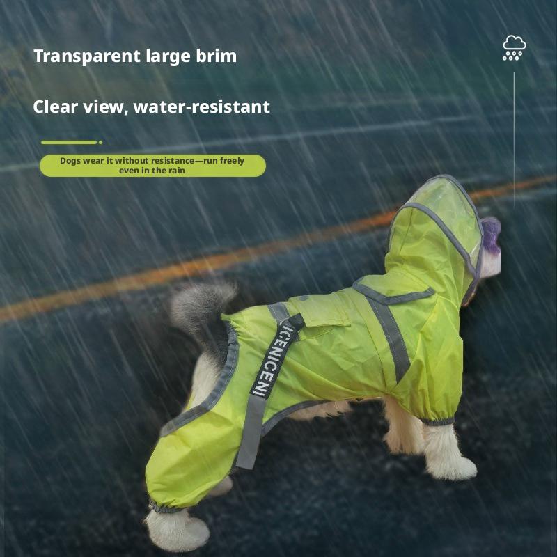 Reflective Dog Raincoat with Clear Hood Waterproof 4-Legged Pet Rain Jacket for Small Medium Dogs 5