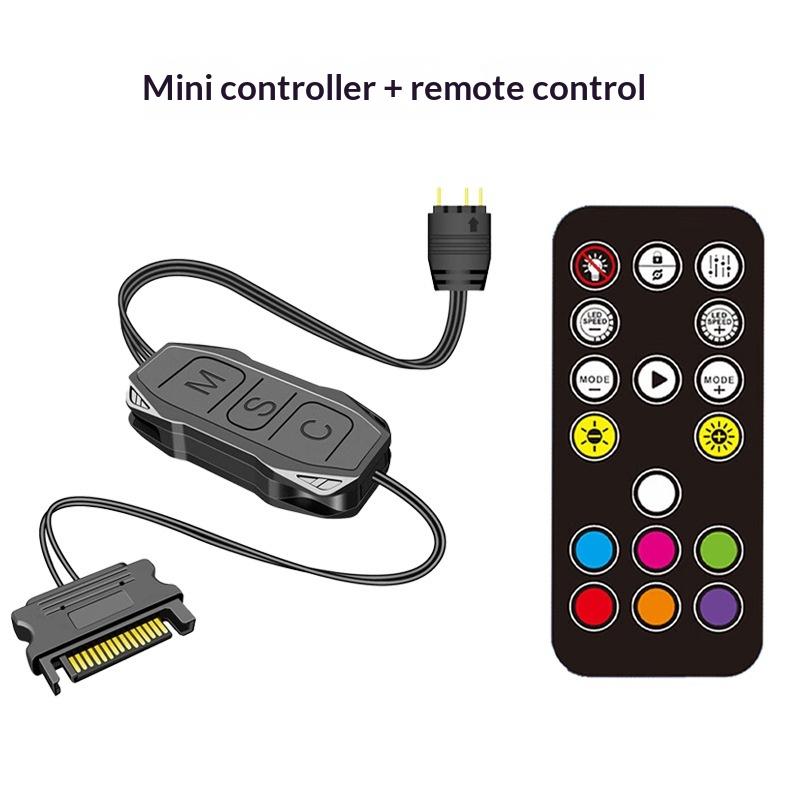 5V Argb Lighting Controller Hub Adapter With 3-Pin Connector For Sata Power For Pc Case Fans Led Strips Panels And Coolers