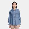 Levis SS24 Summer Collection Denim Solid Color Loose Long Sleeve Shirt Women Shirts Dark-Blue 001BO-0000