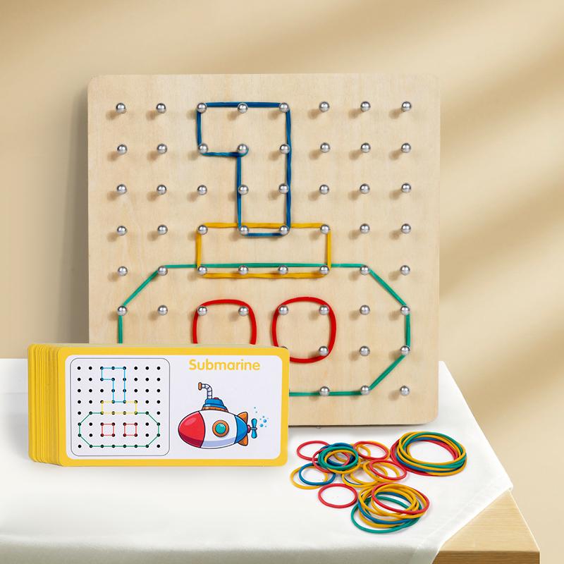 Montessori Wooden Children's Educational Toys Nail Boards Geometry Math Teaching Aids For Shape Cognition Imagination Develop