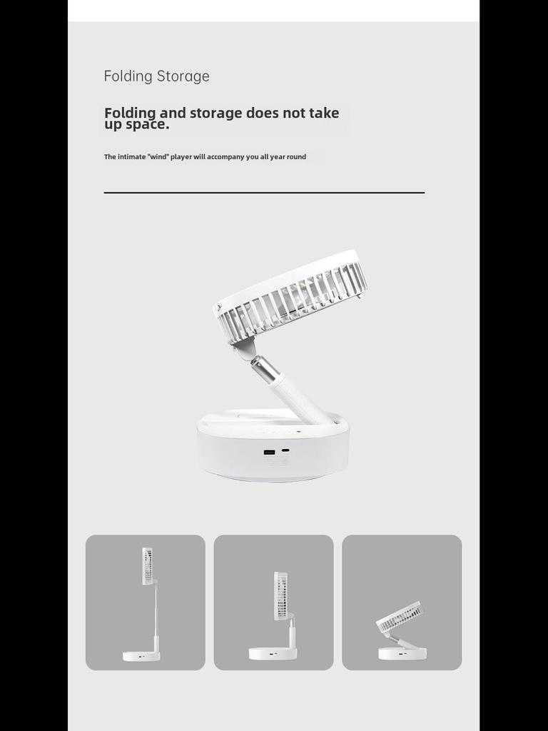 M1Y hordozható teleszkópos összecsukható ventilátor távirányítóval, USB töltéssel, csendes működéssel, fejrázással és időzítő funkcióval.