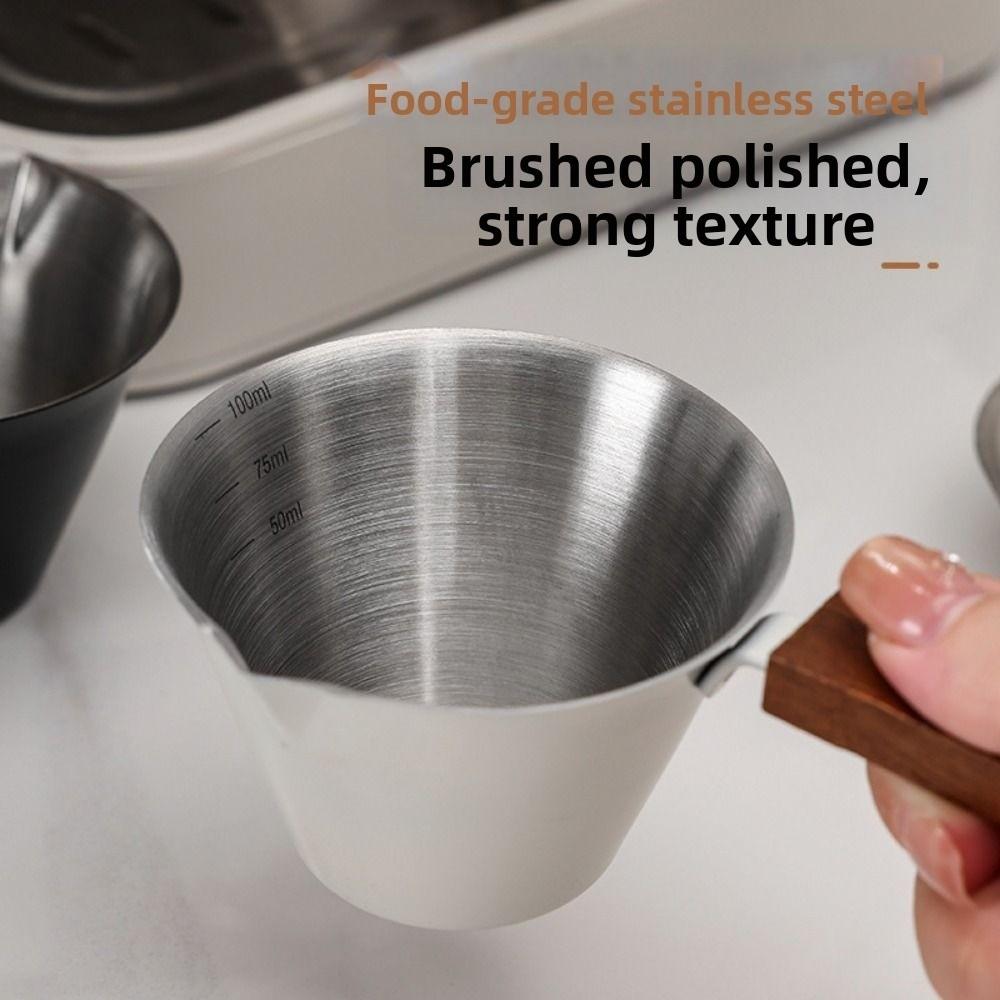 Stainless Steel Espresso Measuring Cup Clear Capacity Marks Espresso Extraction Mug  Food Measuring